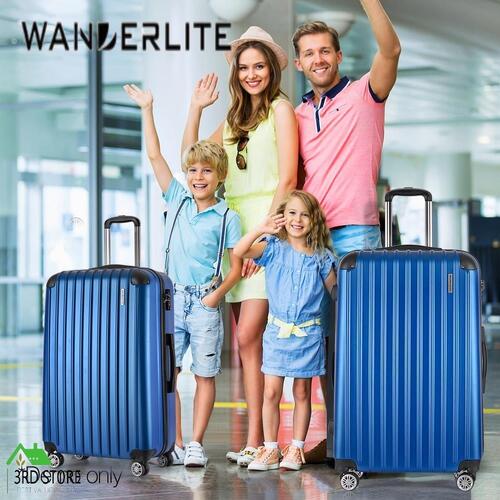RETURNs Wanderlite 2 Piece Lightweight Hard Suit Case Luggage Blue