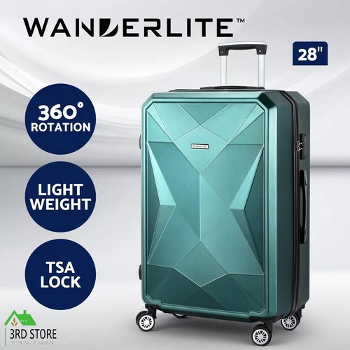 Wanderlite 28" 75cm Luggage Trolley Travel Suitcase Carry On Storage TSA Hardshell Atrovirens