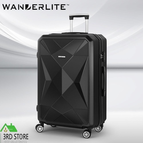 Wanderlite 28" Luggage Trolley Suitcase Carry On Travel Stoage Hardshell Black