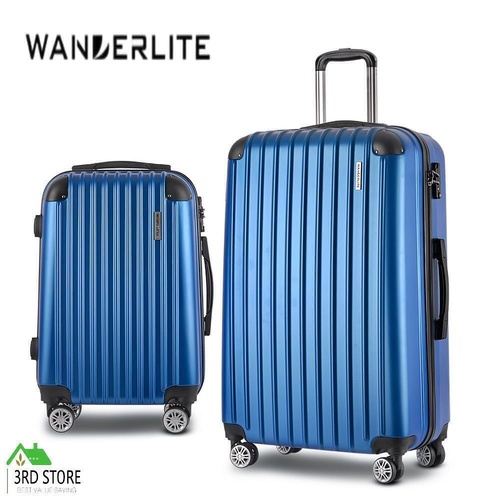 Wanderlite 2 Piece Lightweight Hard Suit Case Luggage Blue