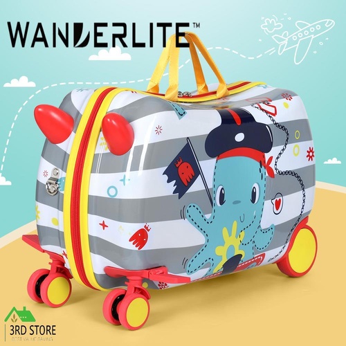 Wanderlite 17" Kids Ride On Luggage Children Suitcase Trolley Travel Octopus