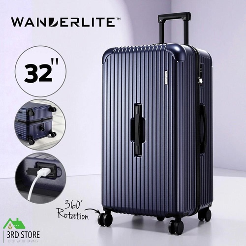 Wanderlite 32" Trunk Luggage Suitcase Travel TSA Type-C 5 Wheels Deep Indigo