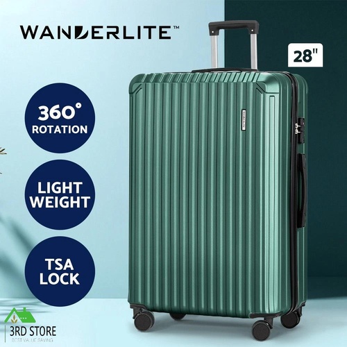 Wanderlite 28'' Luggage Travel Suitcase Set TSA Carry On Hard Case Green