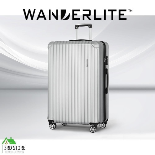 Wanderlite 28'' Luggage Travel Suitcase Set TSA Hard Case Lightweight Light Grey