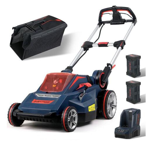 84V Lithium Battery Push Lawn Mower with 2 Batteries and Charger, Self Propelled
