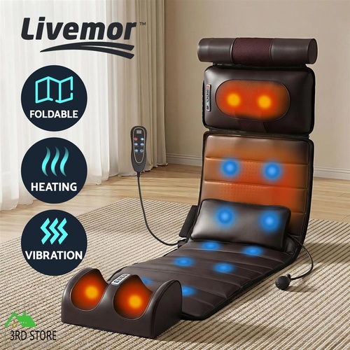 Livemor Massage Mat Kneading Neck Foot Massager Heated Vibration Airbag Mattress
