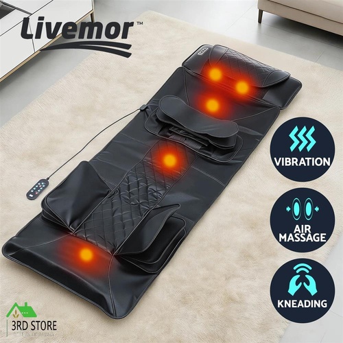 Livemor Massage Mat Heated Kneading Neck Massager Lumbar Airbag Stretch