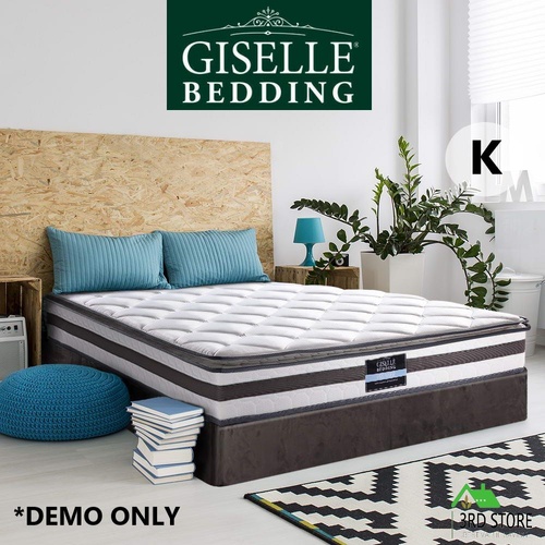 Giselle Bed Mattress KING Size Pillow Top Bonnell Spring Firm Plush Foam 21CM