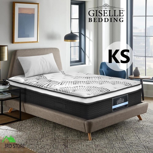 Giselle Bedding KING SINGLE Mattress Bed Size Euro Top Pocket Spring Foam 32CM