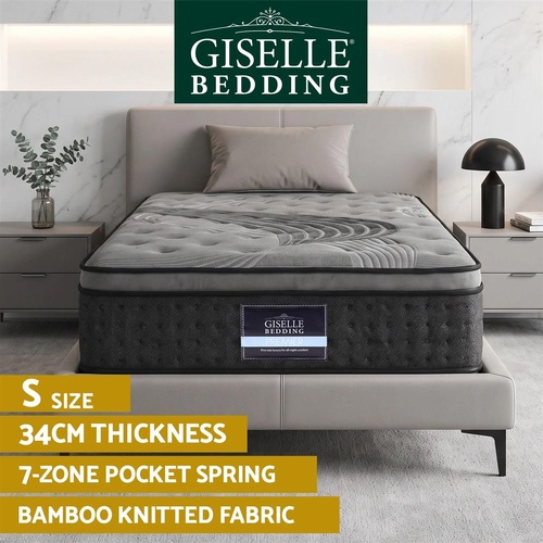 Giselle Bedding SINGLE Size Mattress Bed Pocket Spring Foam Bamboo 34CM