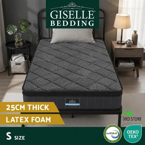 Giselle Bedding Single Mattress 25cm Pocket Spring Latex Euro Top Medium Firm Bed