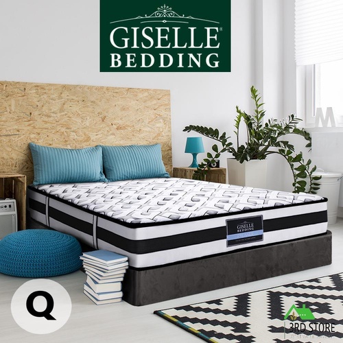 Giselle QUEEN Super Firm Mattress Bed Size Pocket Spring Plush Foam 24CM