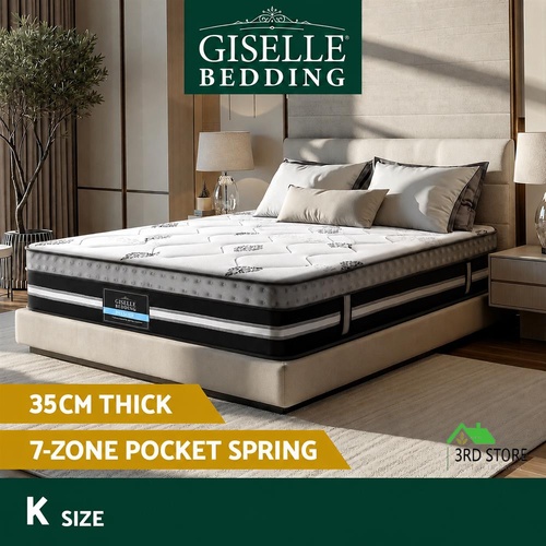 Giselle 35cm King Size Mattress Bed 7 Zone Pocket Spring Cool Gel Foam Medium