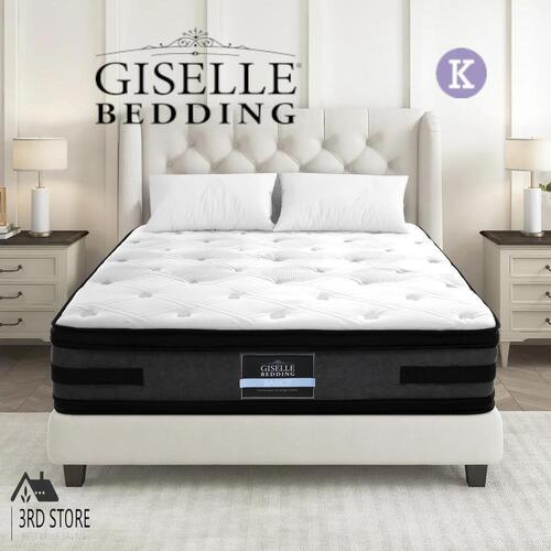 Giselle 36CM KING Mattress Bed 7 Zone Euro Top Pocket Spring Medium Firm Foam
