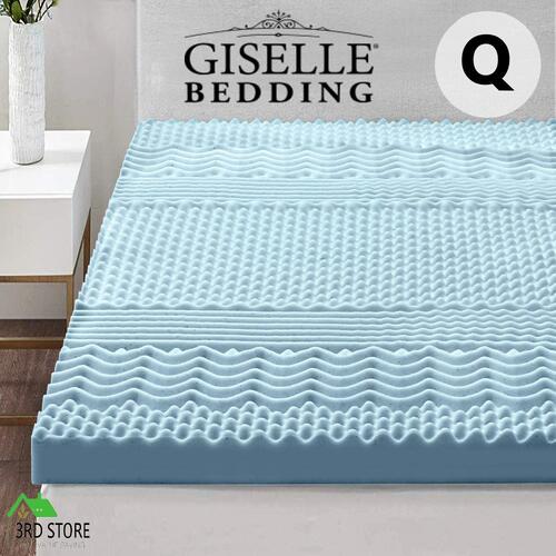 Giselle Bedding COOL GEL Memory Foam Mattress Topper BAMBOO 8CM 7-Zone Queen