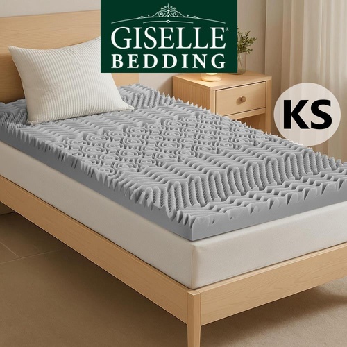 Giselle Bedding 8cm Memory Foam Mattress Topper 7-Zone Graphite King Single