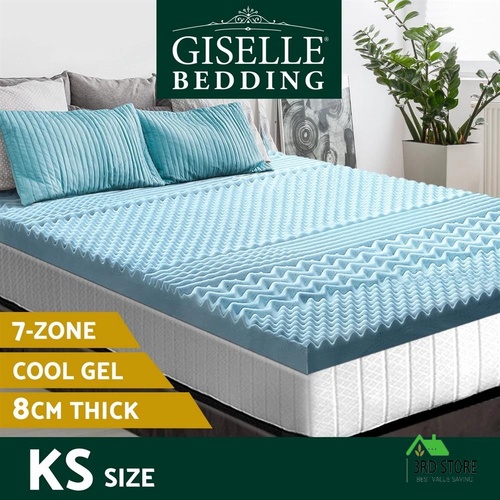 Giselle Memory Foam Mattress Topper 7-Zone Cool Gel Bamboo 8cm King Single