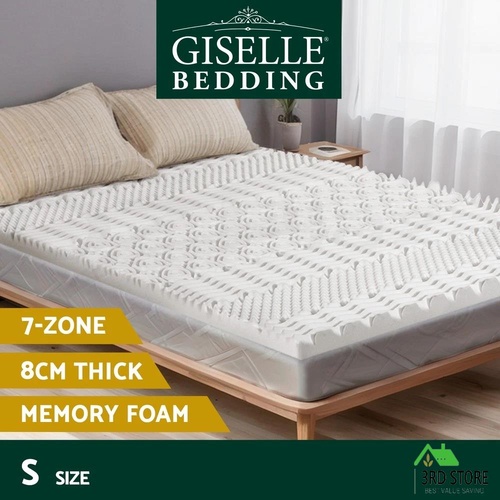 Giselle Bedding Memory Foam Mattress Topper 7-Zone Airflow Pad 8cm Single White