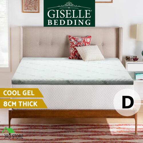 Giselle Memory Foam Mattress Topper Double Bed Cool Gel BAMBOO Cover 8CM Mat
