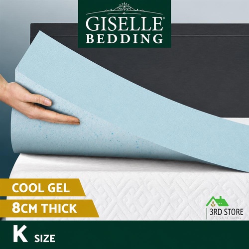 Giselle Memory Foam Mattress Topper King Bed Cool Gel Bamboo Cover Underlay 8cm
