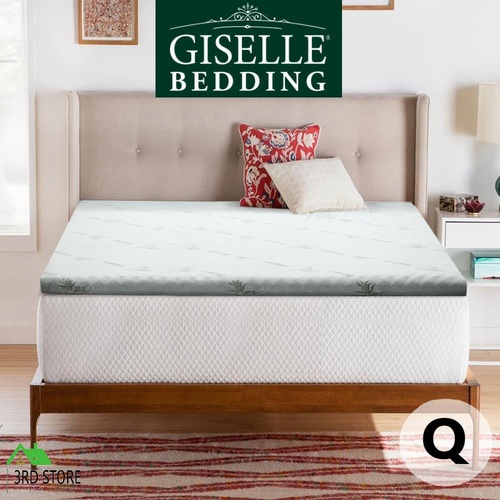 Giselle Bedding COOL GEL Non Spring Memory Foam Mattress Topper BAMBOO Queen 8CM