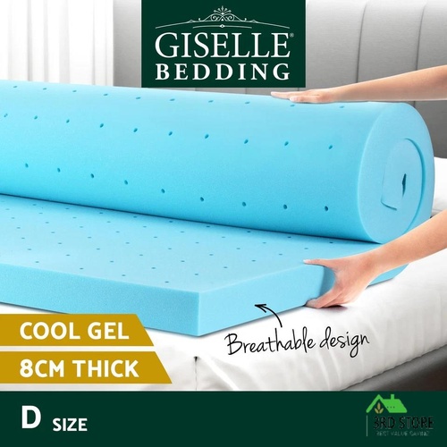 Giselle Bedding Memory Foam Mattress Topper Ventilated Cool Gel 8cm Double
