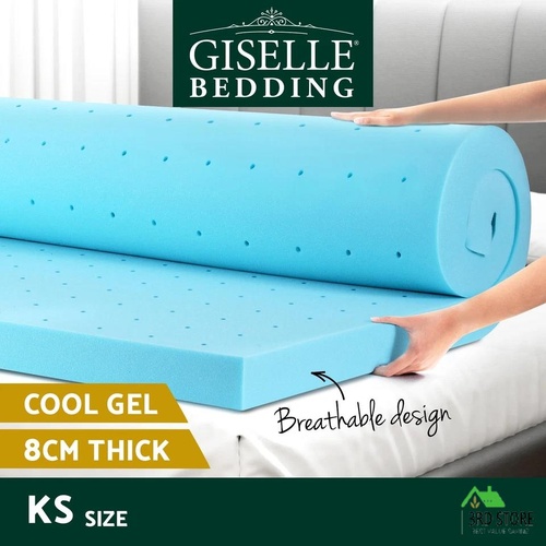 Giselle Bedding Memory Foam Mattress Topper Ventilated Cool Gel 8cm King Single