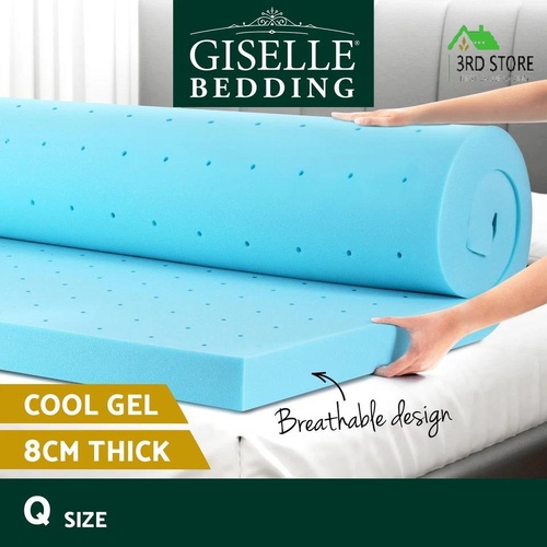 Giselle Bedding Memory Foam Mattress Topper Ventilated Cool Gel 8cm Queen