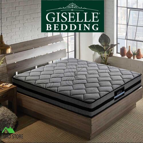 Giselle Bedding Double Size Mattress Bed Medium Firm Foam Pocket Spring 22cm Grey
