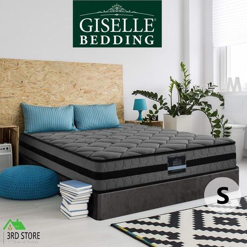 Giselle Bedding Single Size Mattress Bed Medium Firm Foam Pocket Spring 22cm Grey