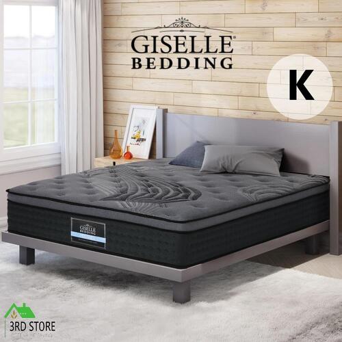 Giselle Bedding 34cm Mattress Bamboo Cover Spring High Density Foam King Black
