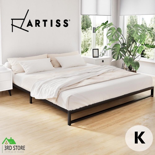 Artiss Metal Bed Frame King Size Bed Base Mattress Platform Black BERU