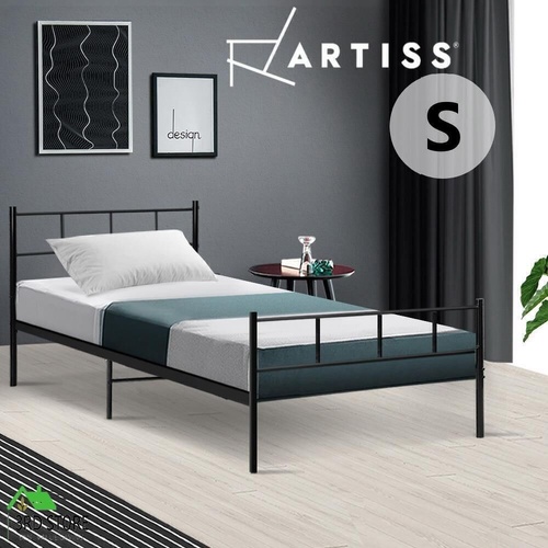 Metal Bed Frame Single Size Platform Foundation Mattress Base SOL Black