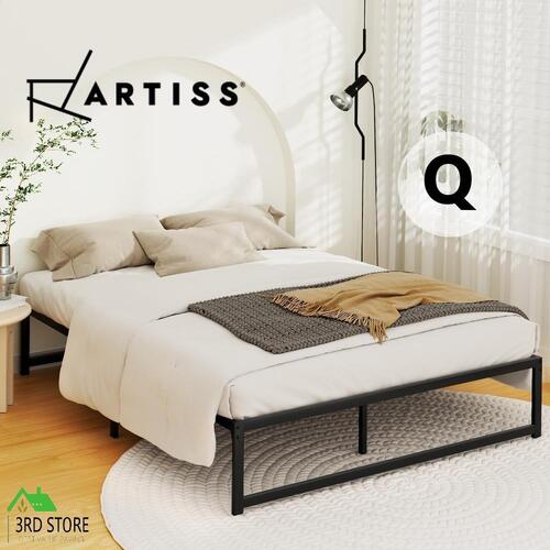 Artiss Bed Frame Metal Platform Queen Size Bed Base Mattress Black TINO