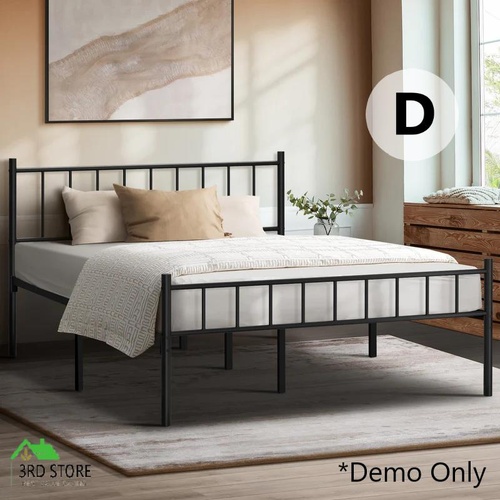 Oikiture Bed Frame Double Size Metal Base Platform Foundation Black