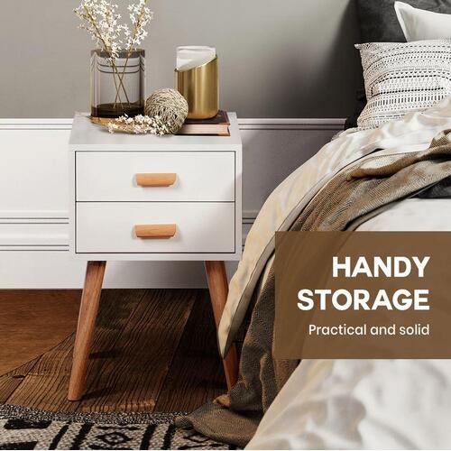 Furb Bedside Table Drawer Bed Side Wooden Nightstand Storage Cabinet Shelf Bedro