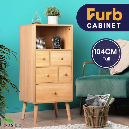 Furb 5 Drawers Display Shelf Storage Cabinet Tallboy Table Stand Living Room