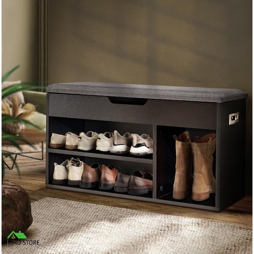 Furb Shoes Cabinet Bench Fabric Upholstered Shoe Storage Organiser MDF Shelf Sh