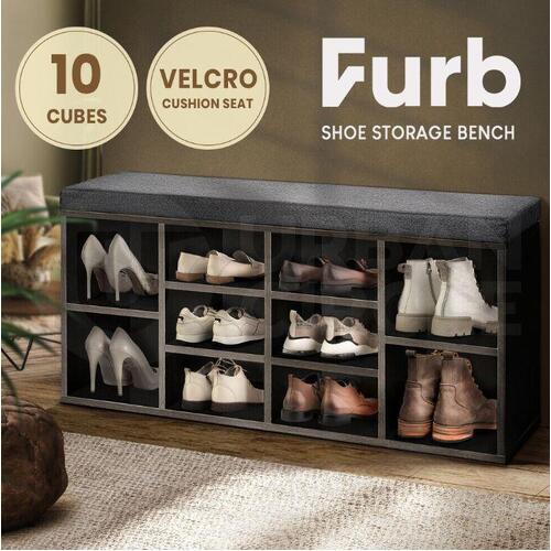 RETURNs Furb Bench Shoe Storage Organiser - Dark Walnut