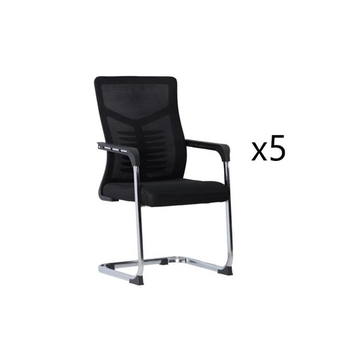 5X MESH VISITOR CHAIR W 580 x D 500 x H 990mm Black w/ Cantilever