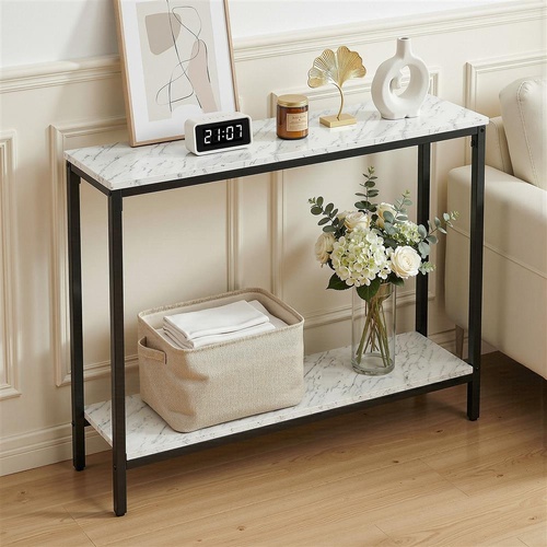 Artiss Console Table Entryway Hallway Display Desk Marble Effect White
