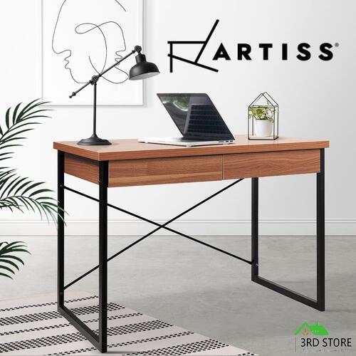 Artiss Office Computer Desk Study Student Walnut Metal Table Drawer Cabinet