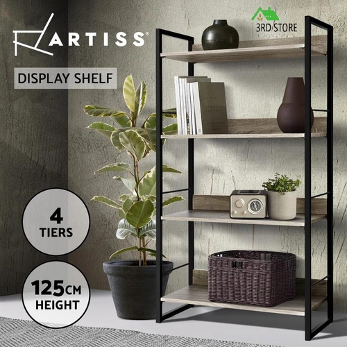 Artiss Bookshelf Metal Bookcase Timber Bookshelves Wood Display Shelf Storage