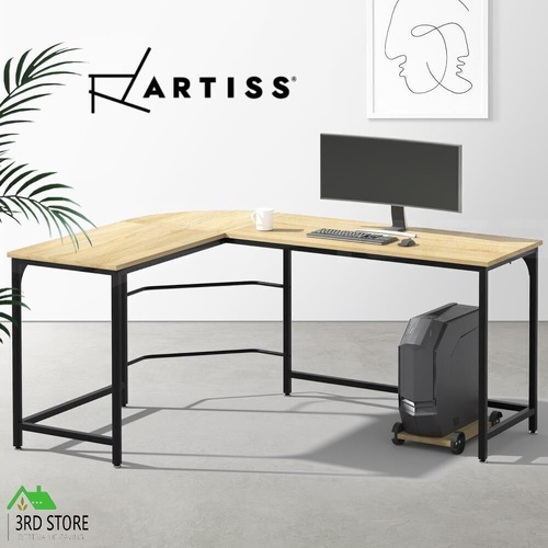 Artiss Corner Computer Desk L-Shaped Student Home Office Study Table Oak