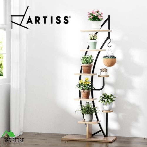 Artiss Plant Stand 6 Tier Metal Half Moon Shape Ladder Flower Pots Corner Shelf