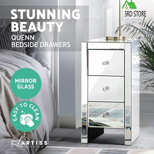Artiss Mirrored Furniture Bedside Tables Table Chest Drawers Gloss Nightstand