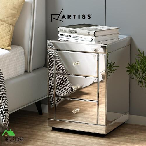Artiss Bedside Tables Drawers Mirrored Furniture Side Table Cabinet Nightstand