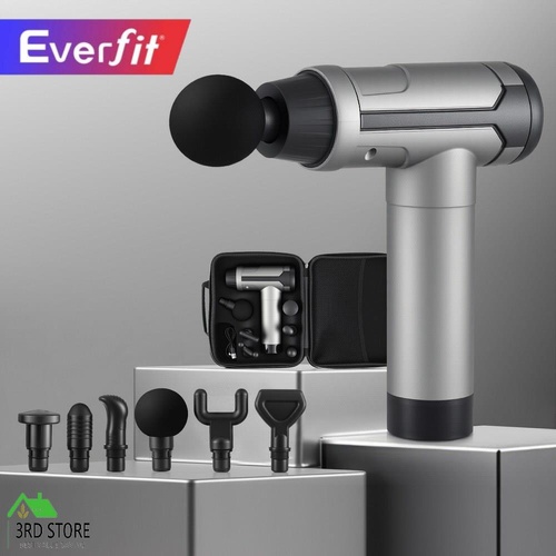 Everfit Massage Gun 30 Speed 6 Heads Vibration Muscle Massager Chargeable Black