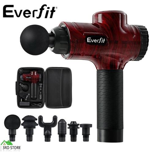 Everfit Massage Gun 6 Heads Electric Massager Vibration Percussion LCD Therapy