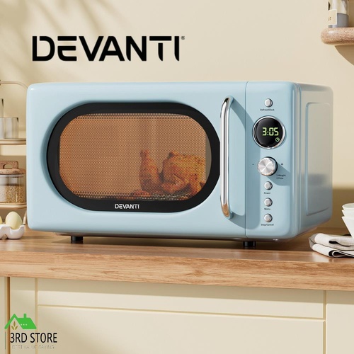 Devanti 20L Microwave Oven Countertop Cooker Timer Cooking Setting 700W Blue